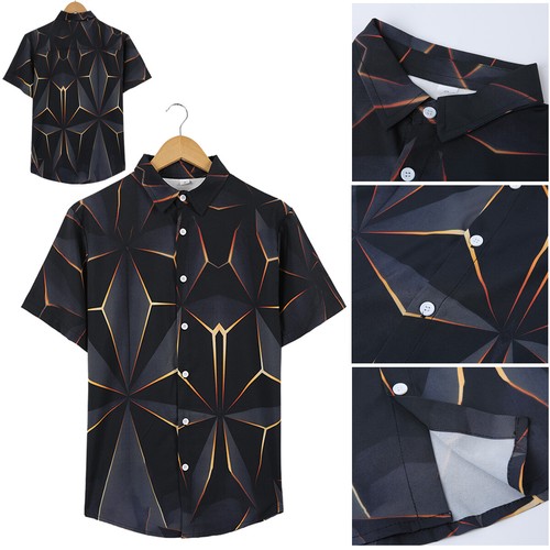 Men's Hawaiian Shirts Beach Wedding Short Sleeve Button Up Casual Dress Shirt US - Picture 12 of 21