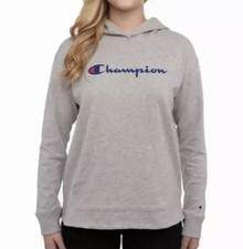 New Champion Women  s Jersey Pullover Hoodie with Kangaroo Pocket Small S Grey