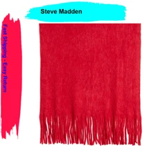 Steve Madden Women's Super Soft Knit Muffler Scarf Red One Size ITALY