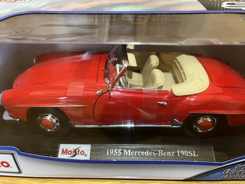 Mercedes Benz 190SL 1955 Maisto escala 1:18 rojo convertible clásico diecast SE Foto 4 de 4