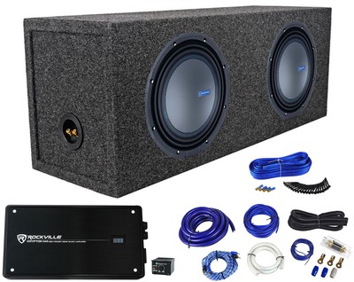 (2) Memphis Audio M71012 10'' 750w Subwoofers+Amplifier+Sealed Sub Box Enclosure