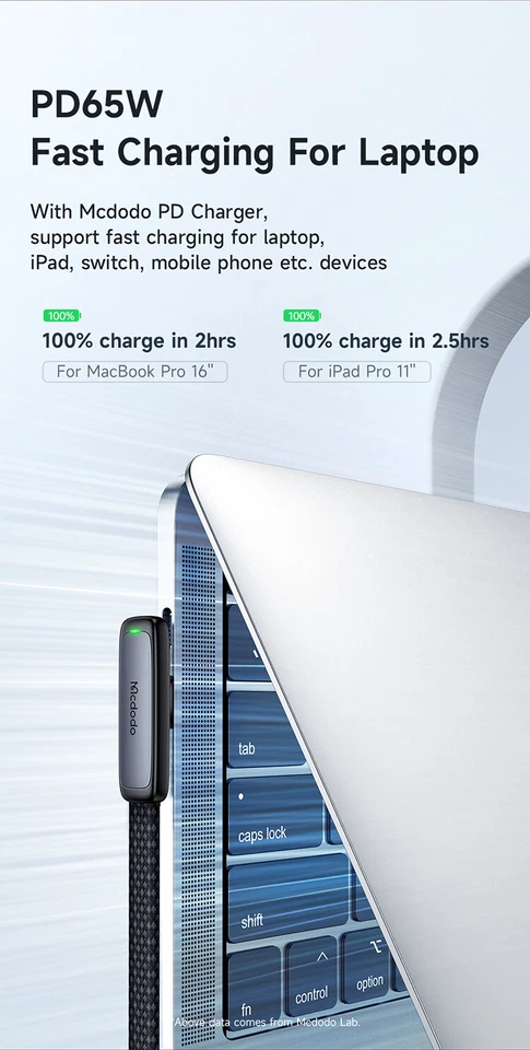 Mcdodo Right Angle Flat USB C to USB C Fast Charger Cable 65W 3.25A Charging - Image 4 of 4