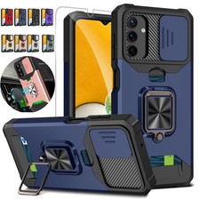 For Samsung A35 A32 A57 A37 Slide Camera Lens Ring Stand Screen Protector Case