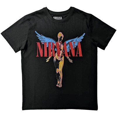 Official Nirvana T Shirt Angelic Kids Boys Girls Black Licensed Rock Tee New