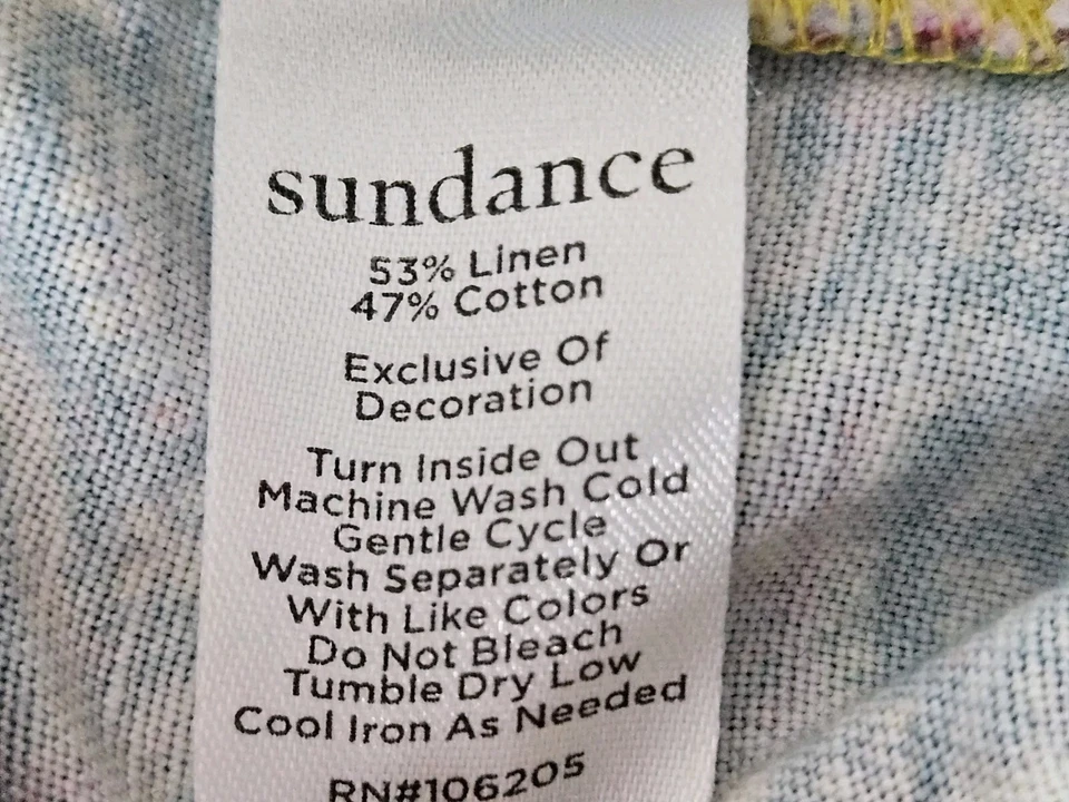 Sundance Kalini Shorts Womens 2XL Yellow Linen Blend Floral Boho XXL Patchwork  - Image 4 of 4