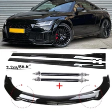 Front Bumper Lip Splitter Spoiler Body Glossy Black For Audi TTS Quattro Coupe
