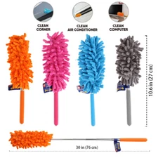 Extendable &Bendable Soft Microfiber Duster Dusting Brush Cleaning Tool Washable