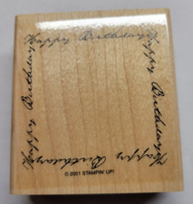 Wood/Rubber Stamp Happy Birthday 4-sided Frame