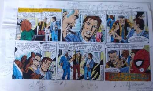 MARVEL SPIDER-MAN ORIGINAL ZEITUNG COMIC PRODUKTION KUNST COA STAN LEE COA - Bild 1 von 1