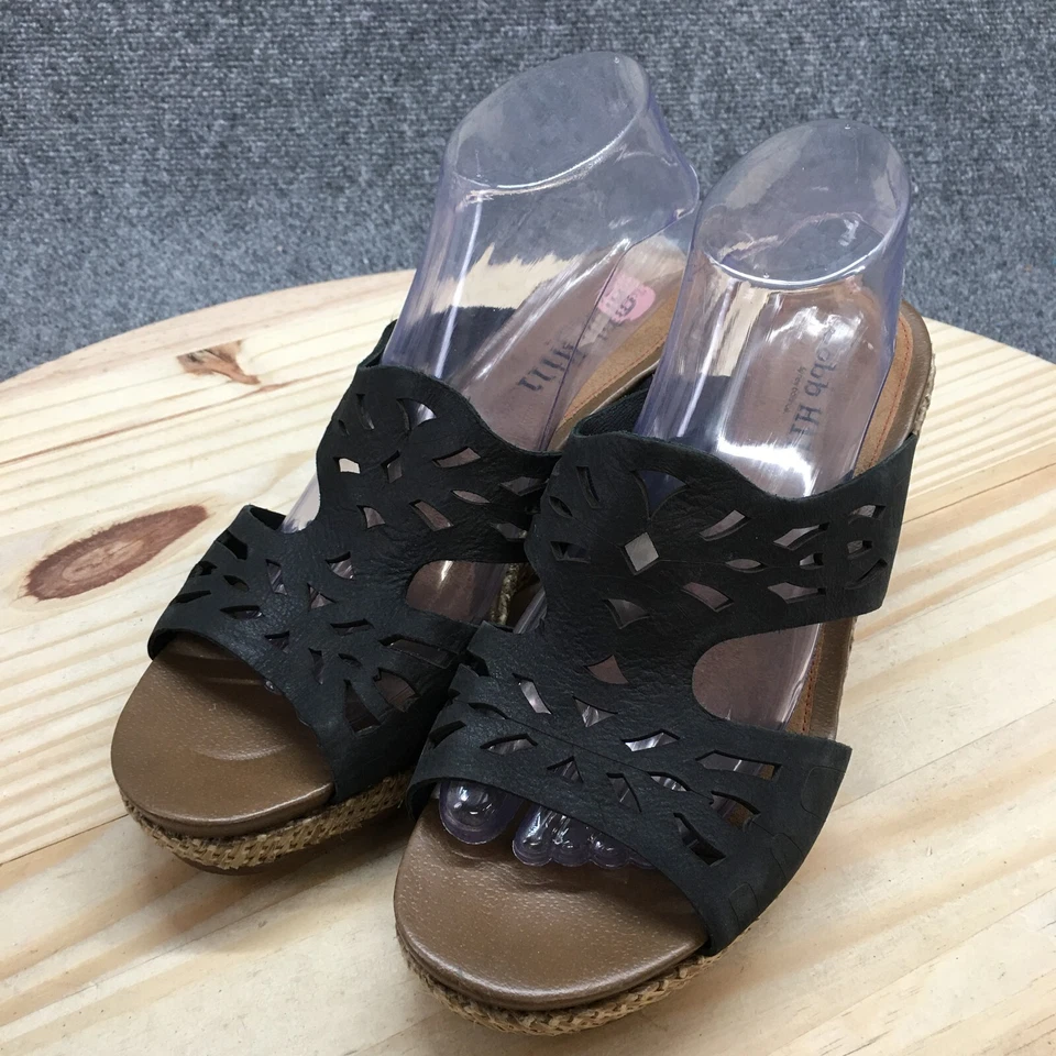 Босоножки женские Cobb Hill от New Balance ширина 9 Maegan шлепанцы черные кожаные на танкетке - Изображение 3 из 4