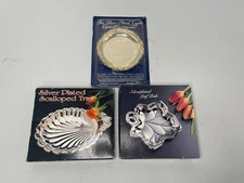 Vintage Set of 3 Silver Plate Coasters or Trinket Dishes Hong Kong, China, Italy