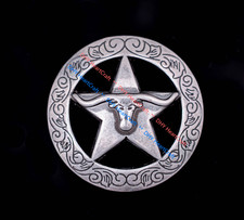 6X 1-1/2" Heavy Duty Silver Western Longhorn Bull Saddle DIY Leathercraft Concho