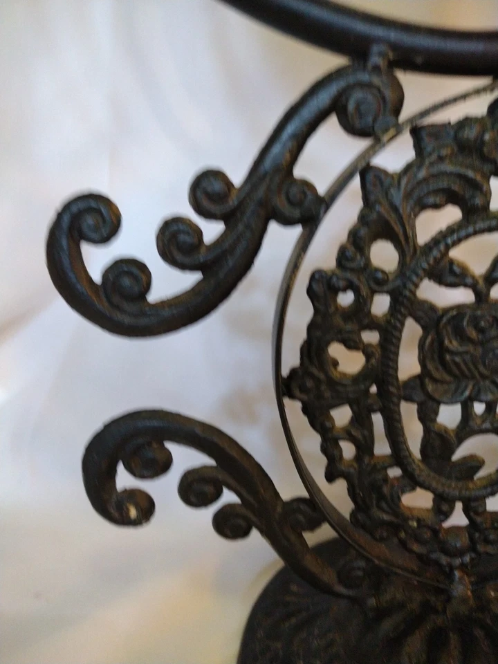 Antiguo espejo de tocador victoriano de hierro fundido rosa floral 19,5" Foto 3 de 4