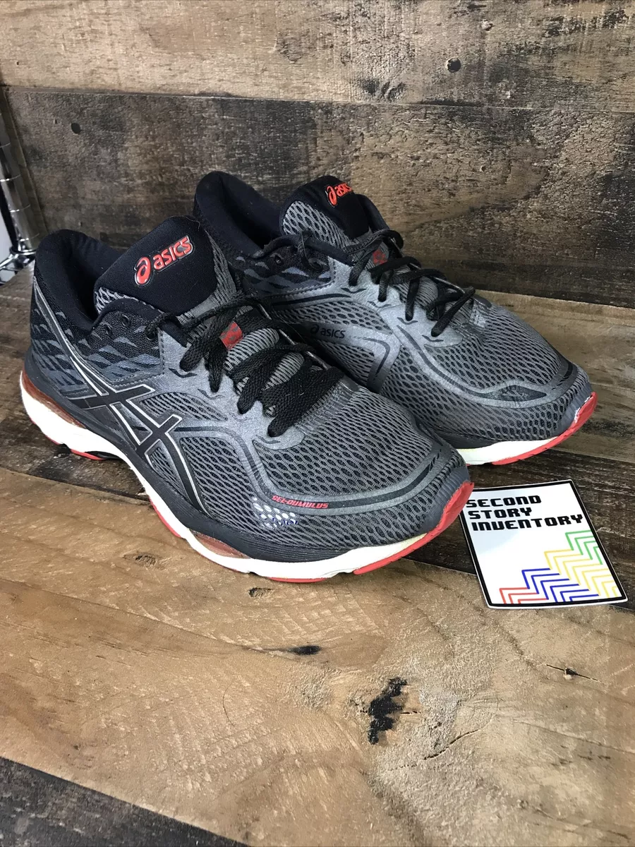 Asics Men s Gel Cumulus 19 Gray Black Red Lace Up Running Shoes Sz 8 T7B3N READ