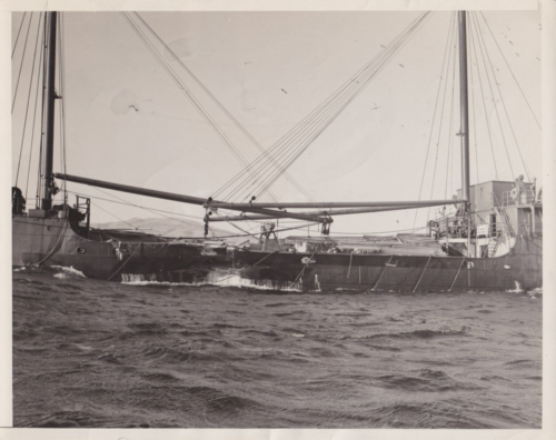 1941 Press Photo Lumber Freighter SS Absaroka Torpedoed by Japanese Submarine