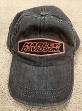 Harley Davidson Black Denim Hat Size Small Made In The USA ๐บ๐ธ