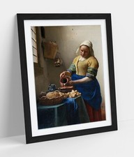 JOHANNES VERMEER, THE MILKMAID -FRAMED WALL ART POSTER PAPER PRINT 4 SIZES