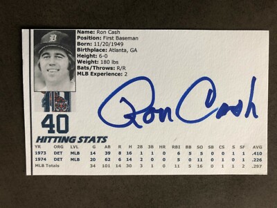 3種セット Detroit Tigers RON CASH autographed Index-style card | eBay