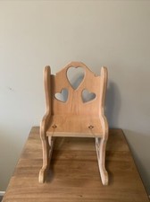 Mini/Small Wooden Rocking Chair w/five Hearts, 3 On The Back 2 On The Side