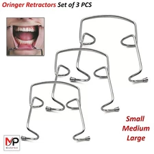 Surgical Orringer Lip Cheek Retractors Self Dental Retaining Metal Wire 3 Sizes