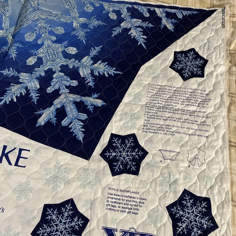 VIP Cranston Print Cut & Sew Snowflake Tree Skirt New Uncut  - Image 2 of 4