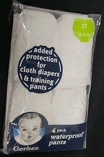 NEW Gerber 4 Pack White Plastic Waterproof Pants For Use With Cloth Diapers 2T