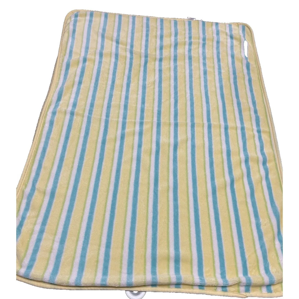 Винтажный Carter's в полоску флисовое одеяло Baby синий желтый белый зеленый двусторонний - Изображение 2 из 4
