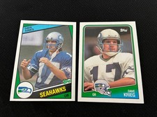 DAVE KRIEG ROOKIE 1984 & 1988 TOPPS SEATTLE SEAHAWKS FOOTBALL CARD !. rookie card picture