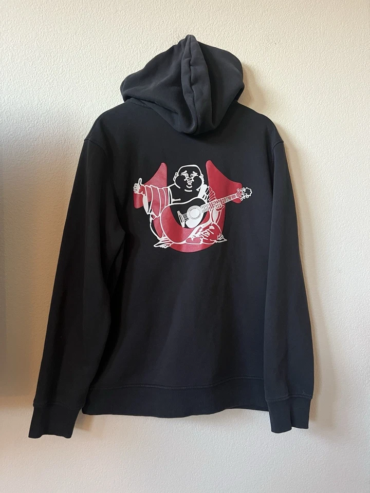 Sudadera con Capucha True Religion Hombre Grande Beige Azul Superposición Buda Cremallera Nueva con Etiquetas $119 Foto 4 de 4