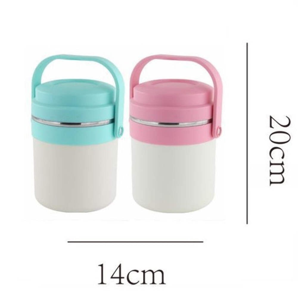 Portamerenda Sj Seven Azzurro Con Cucchiaio Portapranzo Bambine Per Scuola Asilo Tempo Libero 19 X 13 X 08 Cm Con Gattino