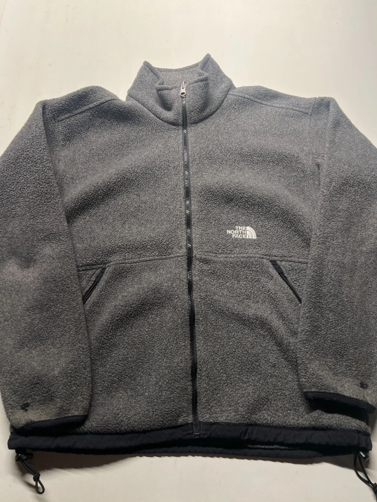 The North Face Fleece Jacket Gray Full Zip Mockneck Outdoors Mens Sz Medium