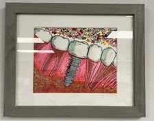 Framed 12 x 16 Dental Art Original Hand Painted