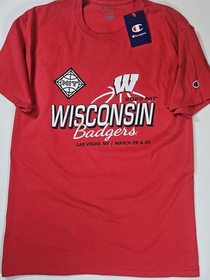 #ad #ad NWT Wisconsin Badgers T Shirt Mens Medium Red White NIT Basketball Tournament $19.80
