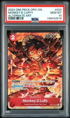ONE PIECE MONKEY D. LUFFY 2022 OP01 ROMANCE DAWN #024 ALT ART PSA 10