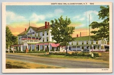 Vintage Linen Postcard Deer's Head Inn Elizabethtown NY C.W. Hughes