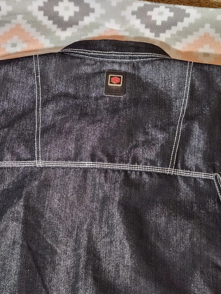 Big 4XL Vintage Y2K Polo Sur Denim Negro con Chaqueta de Costuras Blancas 4XL Grande Foto 4 de 4