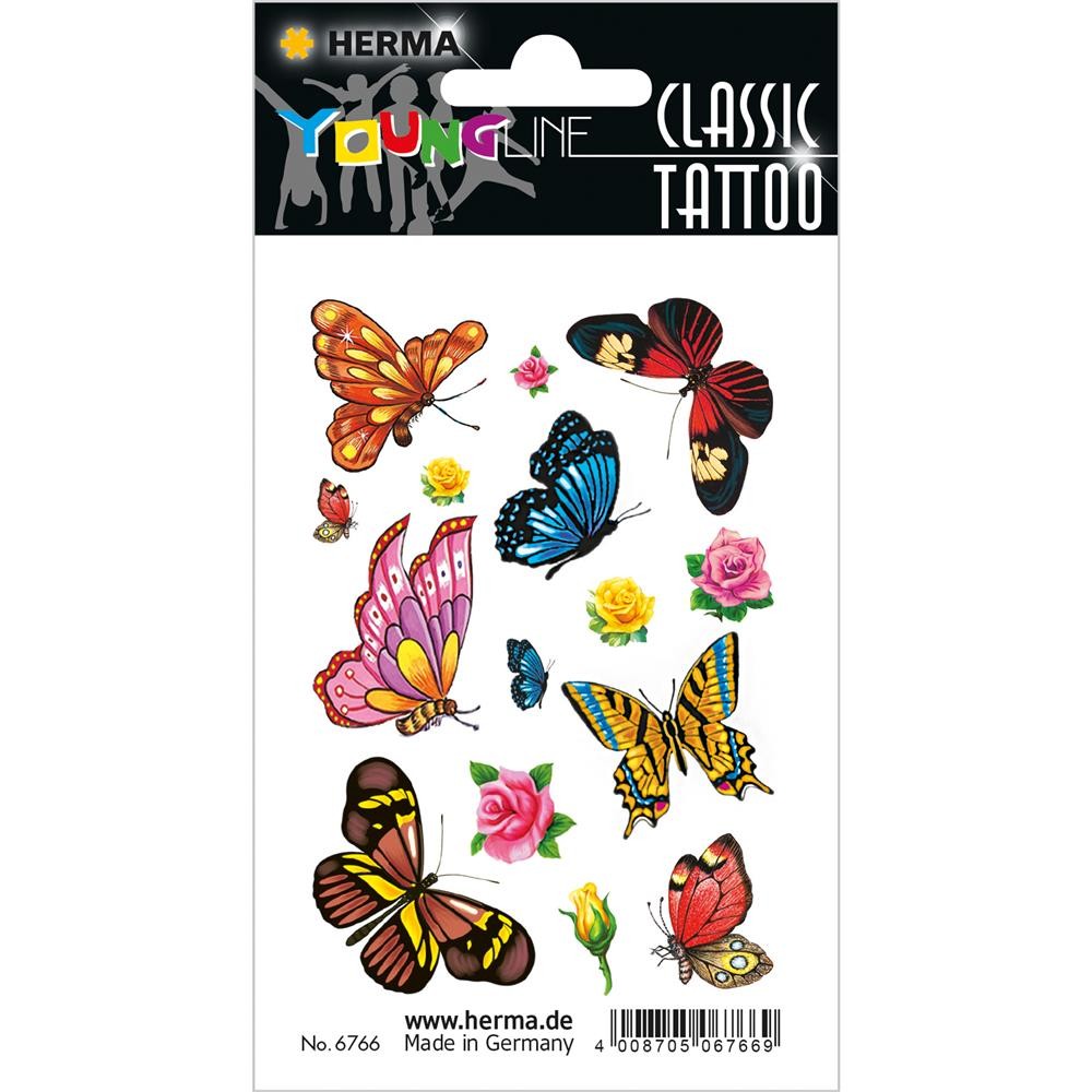 HERMA 6766 КЛАССИЧЕСКИЙ цветной тату-стикер Schmetterlinge Klebetattoo BodySticker ablsbar 2090₽