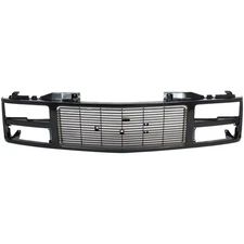 Grille For 88-99 GMC K1500 C1500 Black Plastic Fits Models with Dual Headlight