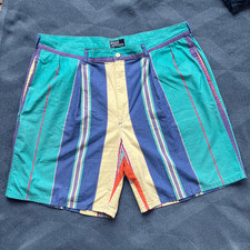 VTG Polo Ralph Lauren Pleated Striped Shorts USA Cotton Prep 90s Sz 40