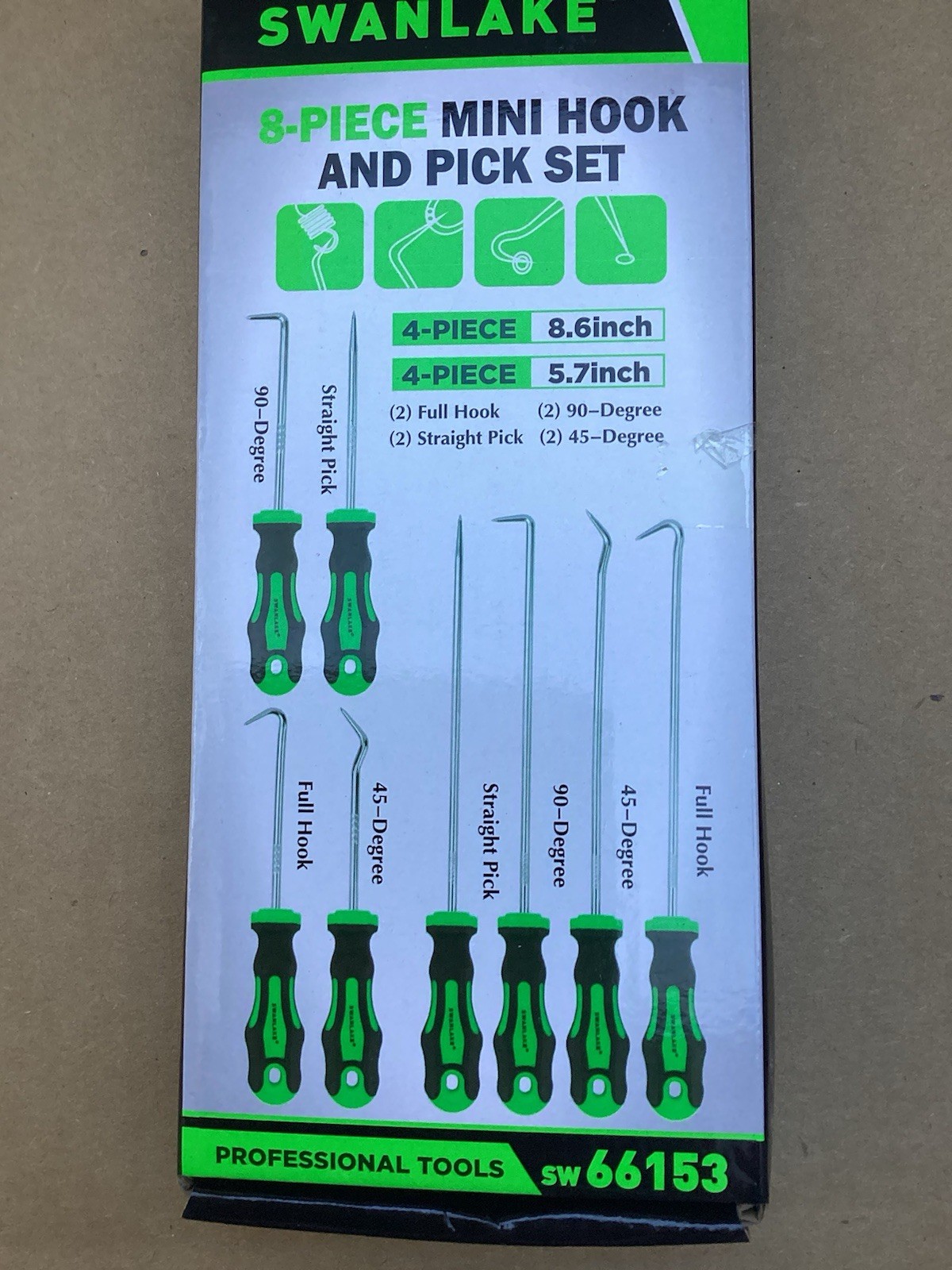 8-Piece Mini Hook and Pick Set, 4PCS 8.6'' & 4PCS 5.7'' Precision Automotive Pic