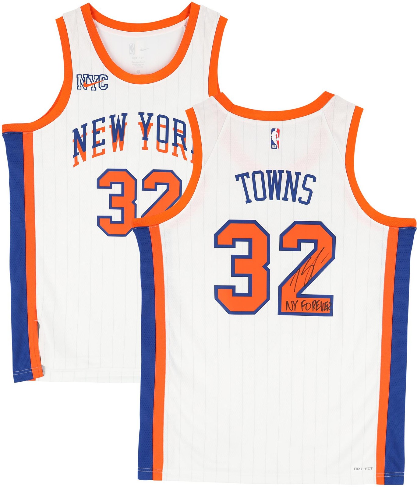 Karl-Anthony Towns Autographed Signed New York Knicks Knicks Nike White 2024-25 City Swingman Jersey w/Insc 