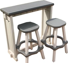 Leisure Accents Single Bar Set w/ 2 Barstools - Deep Grey/Warm Grey - Durable