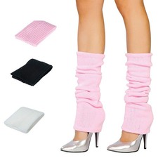traderplus 3 Pair Women Knit Leg Warmers Long Socks Large, Pink Black White