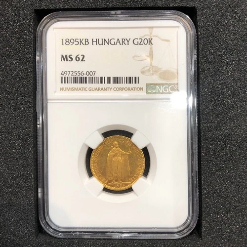1895 Hungary 20 Korona - Francis Joseph I Coin NGC MS62 B1625
