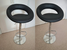 Quality Black Leather Bar Stools x 2 RRP £320
