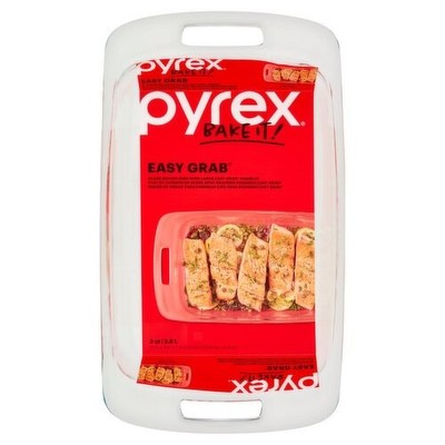 Pyrex 2 Quart Glass Oblong Baking Dish with Red Lid - 1.9L Casserole Pan