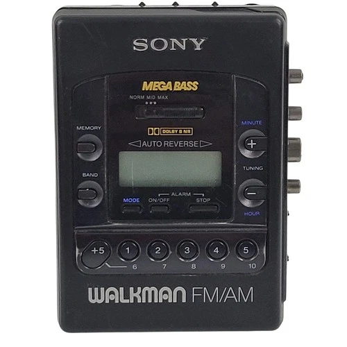 Sony Walkman Cassette WM-F2085 Black Vintage 90s AM/FM Radio New Belt