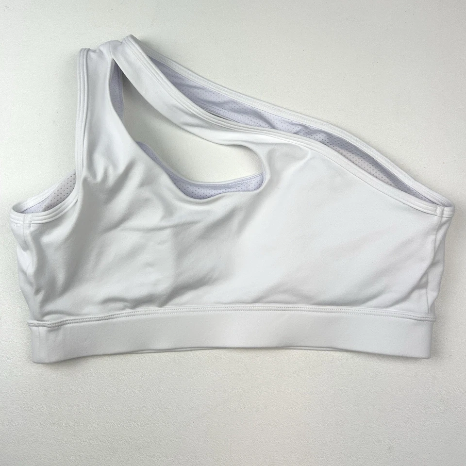 Sujetador deportivo blanco de un hombro para mujer Top de yoga, acolchado de copa moldeado extraíble usado en excelente estado Foto 4 de 4