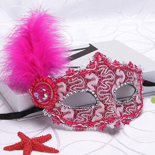 Glitter Masquerade Feather Venetian Mask Fancy Dress Party Theme Ball Eye Mask - Picture 11 of 17