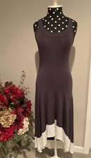 Women’s No Tag Racerback Maxi Charcoal Gray Stretch Hi-Low Hem Dress Small NICE!